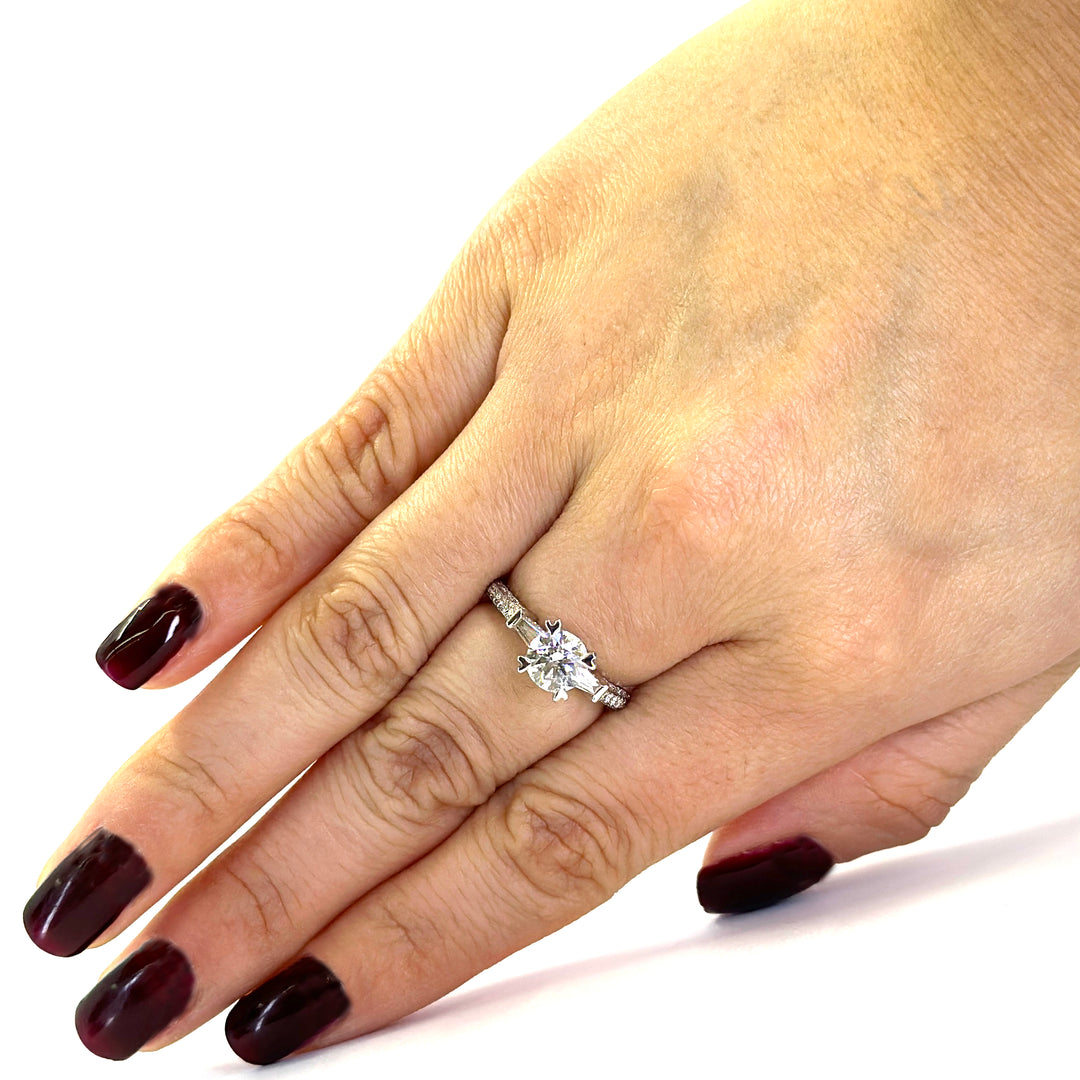 Round Diamond 3 Sided Engagement Ring