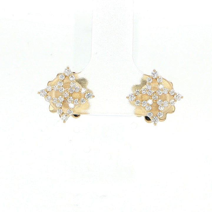 Roberto Coin Princess 18K Yellow Gold Pave Diamond Stud Earrings