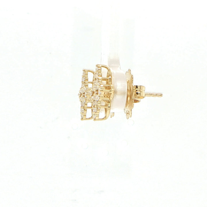 Roberto Coin Princess 18K Yellow Gold Pave Diamond Stud Earrings