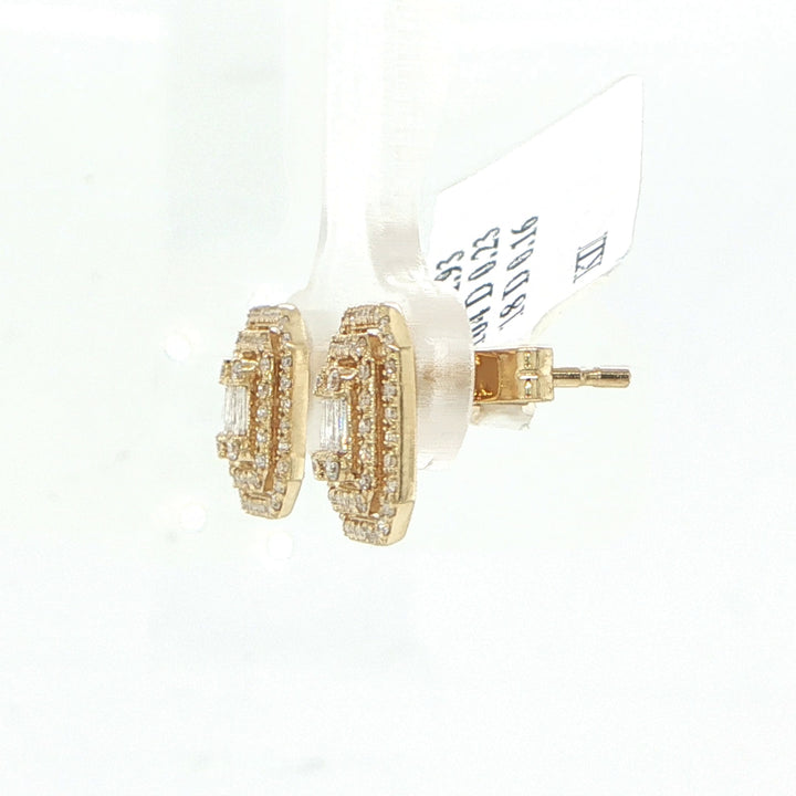 Majolie 14K Yellow Gold Baguette Round Diamond Stud Earrings