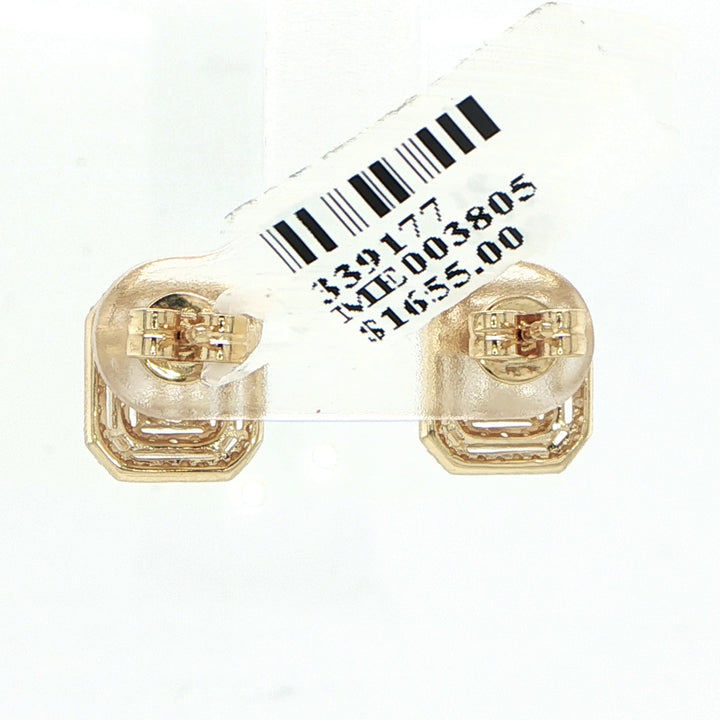Majolie 14K Yellow Gold Baguette Round Diamond Stud Earrings