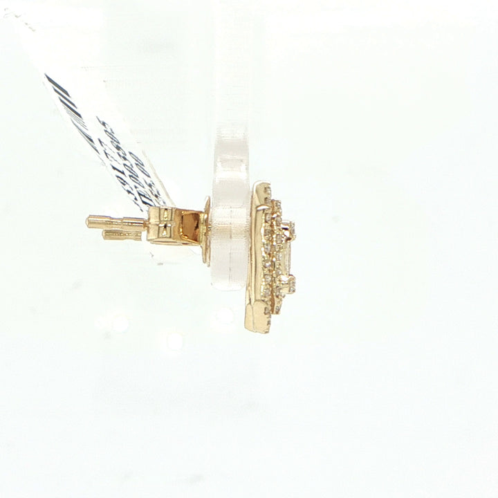 Majolie 14K Yellow Gold Baguette Round Diamond Stud Earrings