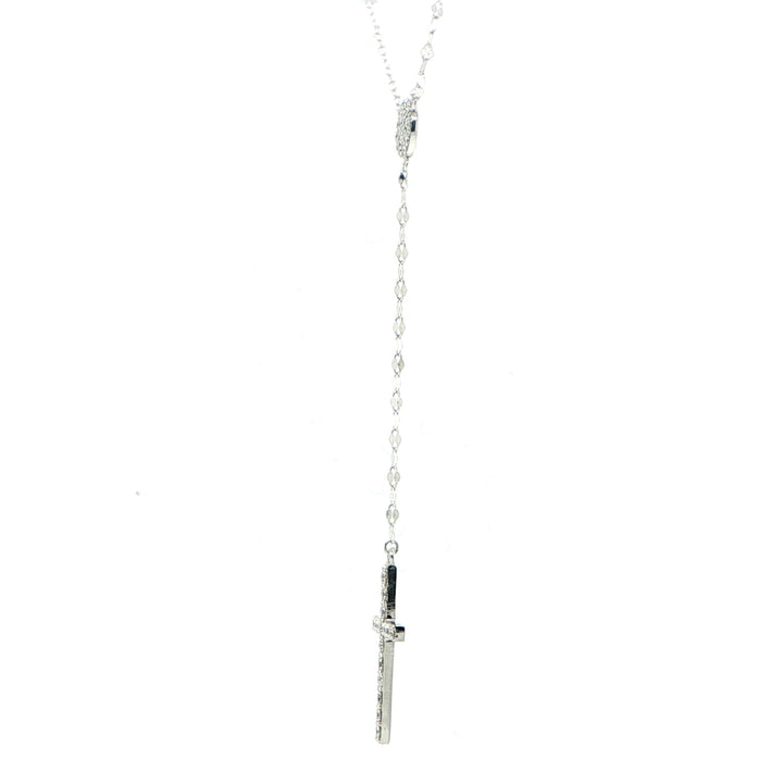 14K White Gold Diamond Cross Necklace