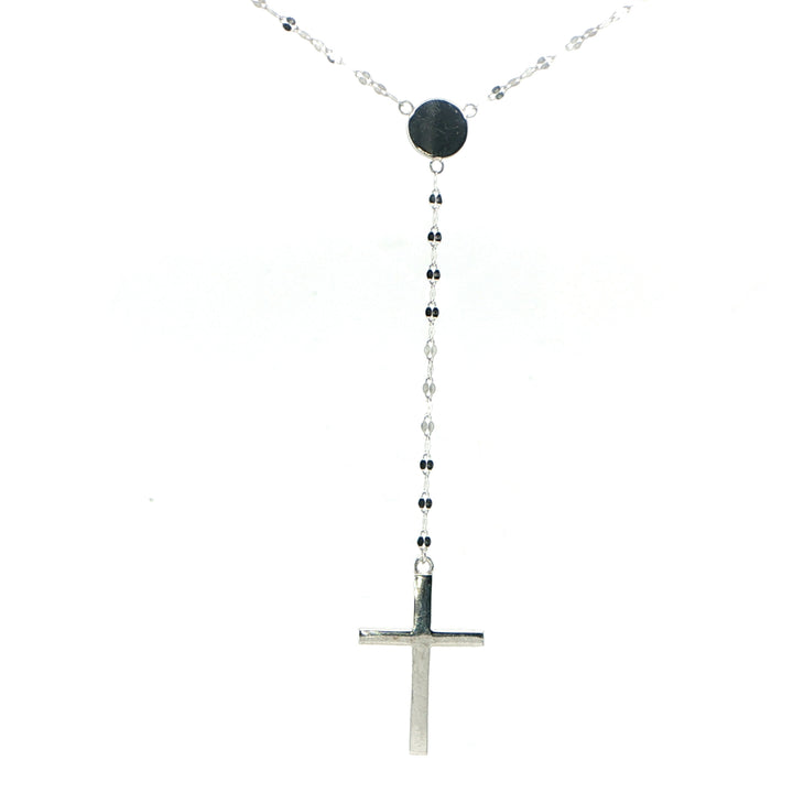 14K White Gold Diamond Cross Necklace
