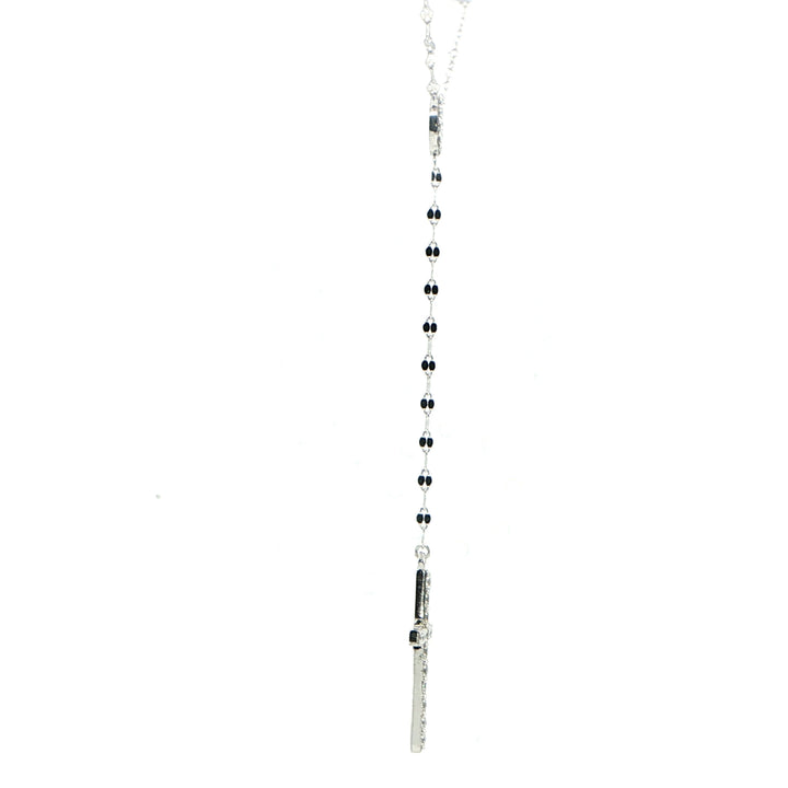 14K White Gold Diamond Cross Necklace