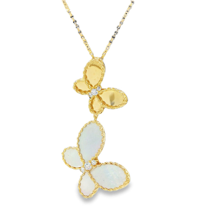 Roberto Coin Jasmine 18K Yellow Gold Mother of Pearl Butterfly Necklace