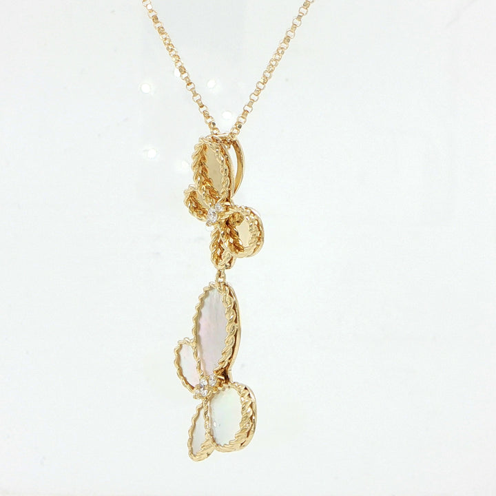 Roberto Coin Jasmine 18K Yellow Gold Mother of Pearl Butterfly Necklace