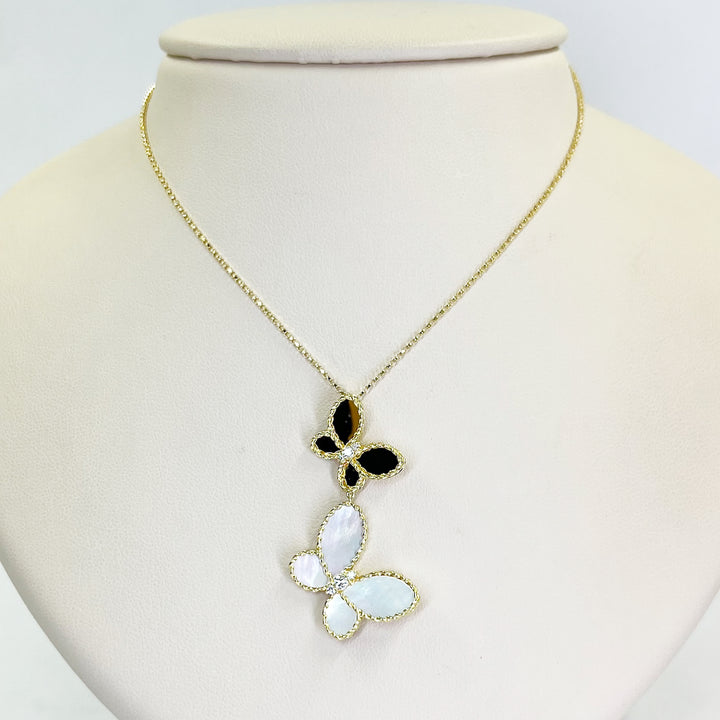 Roberto Coin Jasmine 18K Yellow Gold Mother of Pearl Butterfly Necklace