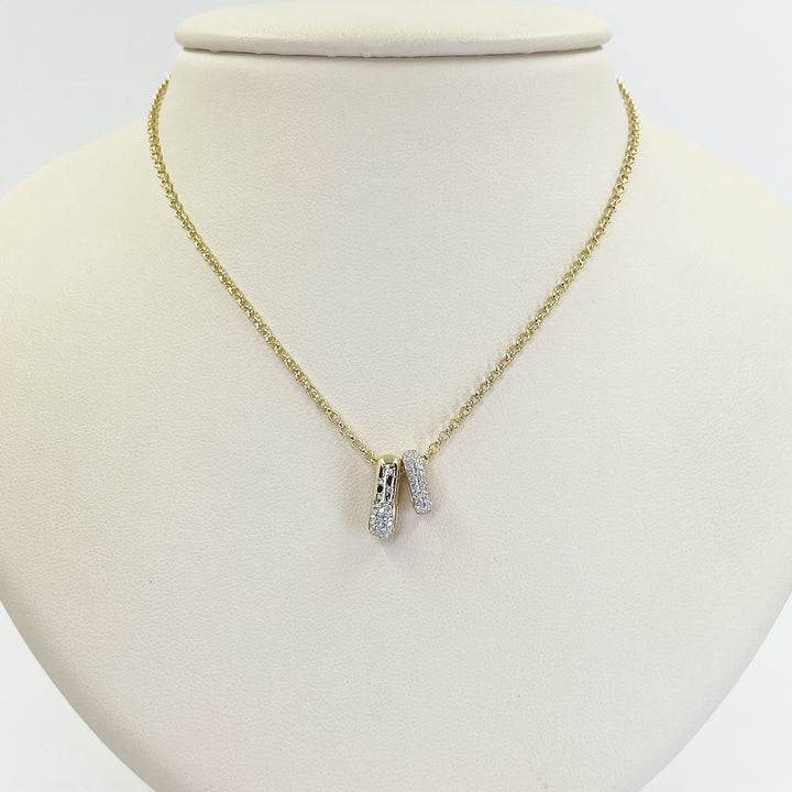 14K Yellow Gold Sliding Diamond Bar Necklace