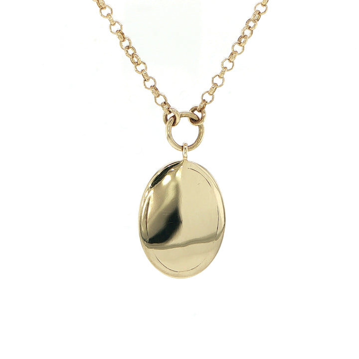 14K Yellow Gold Matte Oval Diamond Pendant Necklace