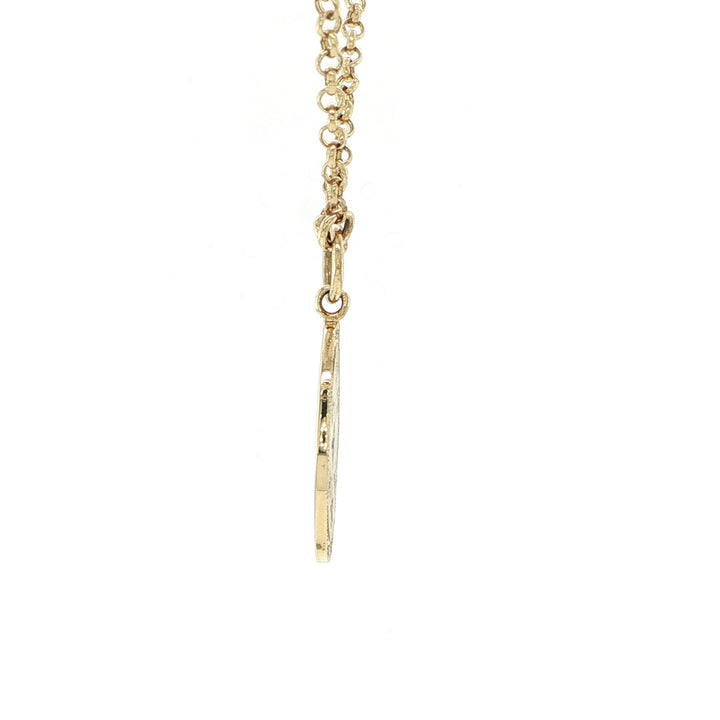 14K Yellow Gold Matte Oval Diamond Pendant Necklace