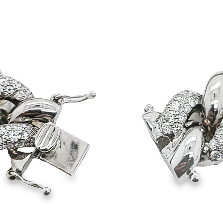 18K White Gold Pave Diamond Curb Link Bracelet