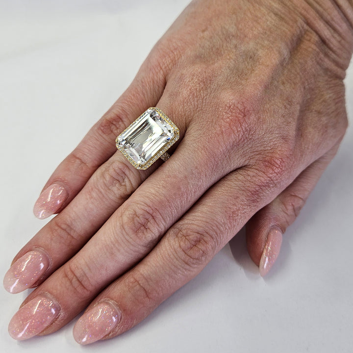 White Topaz and Diamond Cocktail Ring