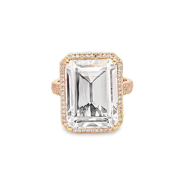 White Topaz and Diamond Cocktail Ring