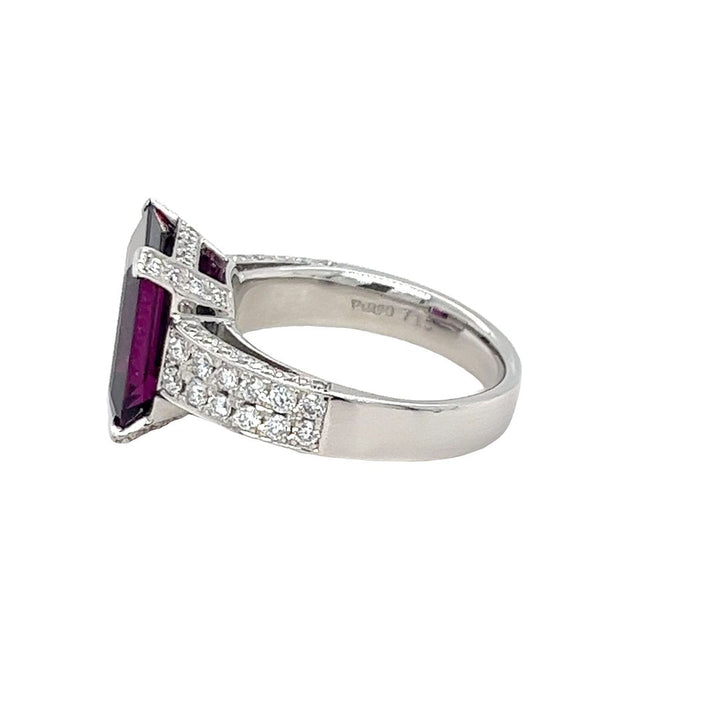 Purple Rhodolite Garnet Platinum Cocktail Ring