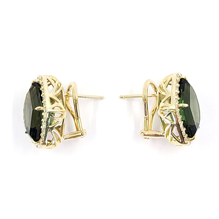 Green Tourmaline and Diamond Earrings