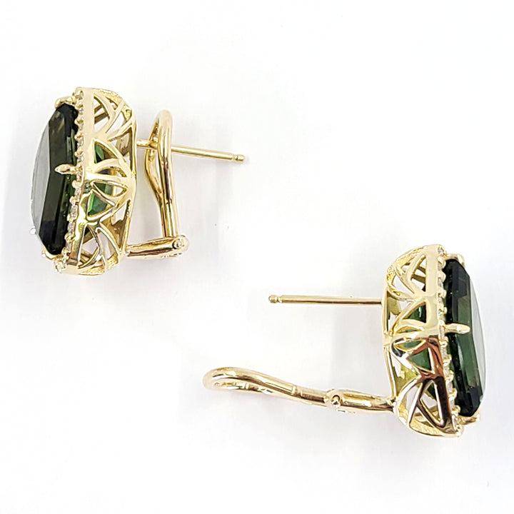 Green Tourmaline and Diamond Earrings