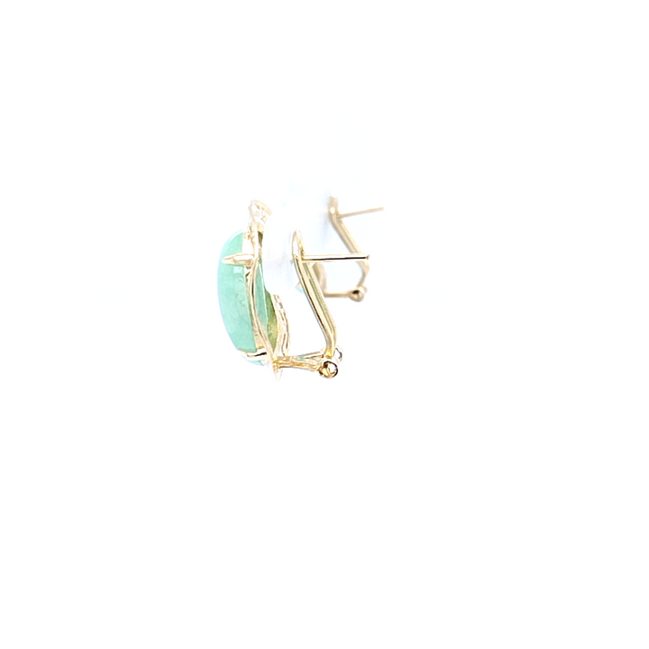 14K Yellow Gold Jade Cabochon Earrings