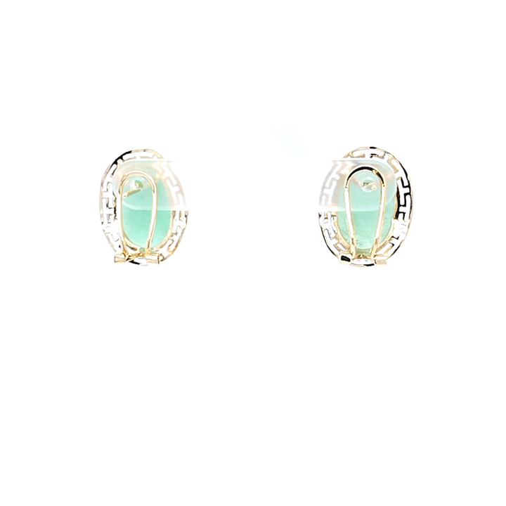 14K Yellow Gold Jade Cabochon Earrings