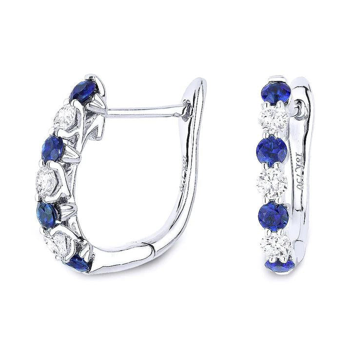 Sapphire and Diamond Hoop Earrings