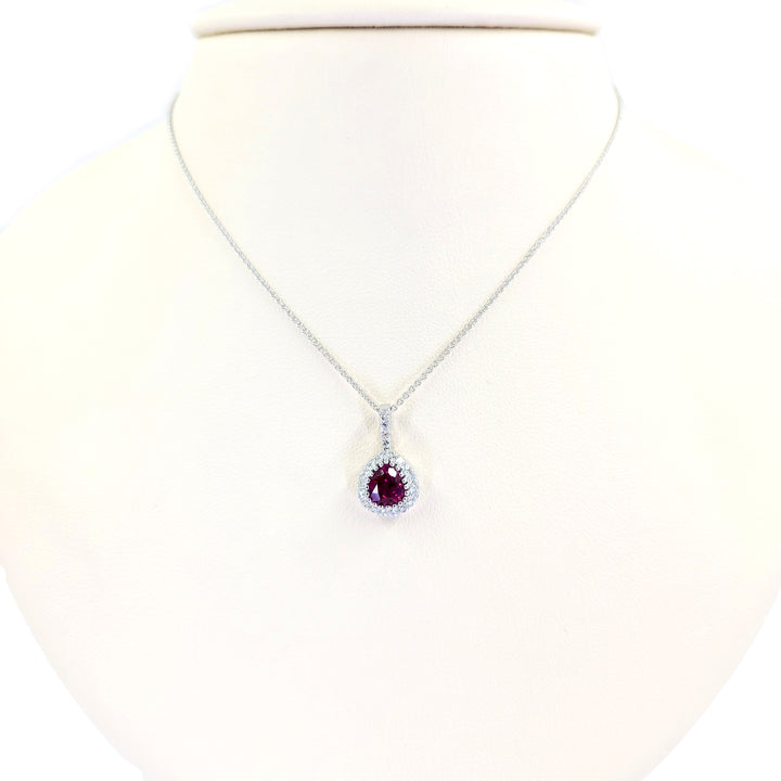 Burmese Ruby and Diamond Pendant Necklace