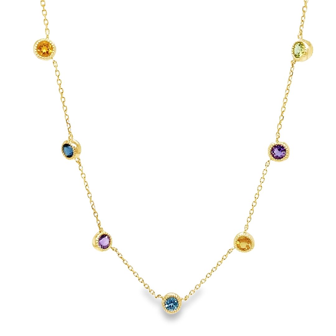 その他 jewel10103 Multicolor Bezeled Sapphire Necklace Miami FL Coral Gables Jae's