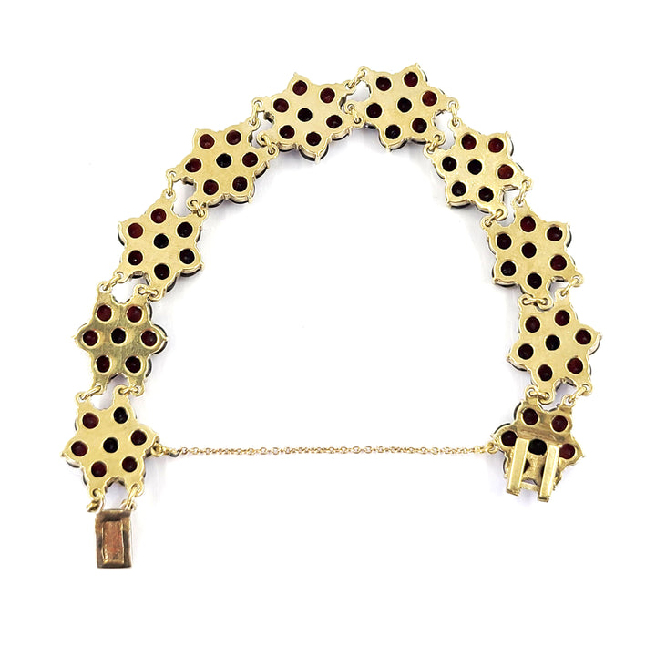 Antique 8K Yellow Gold Bohemian Garnet Bracelet