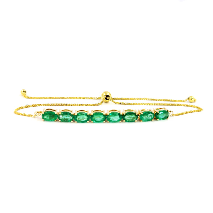 14K Yellow Gold Emerald Bolo Bracelet