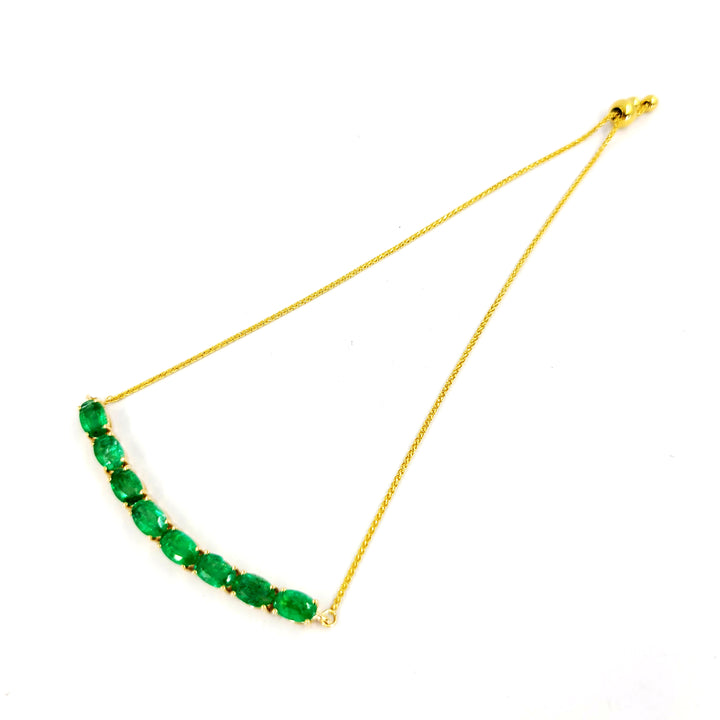 14K Yellow Gold Emerald Bolo Bracelet