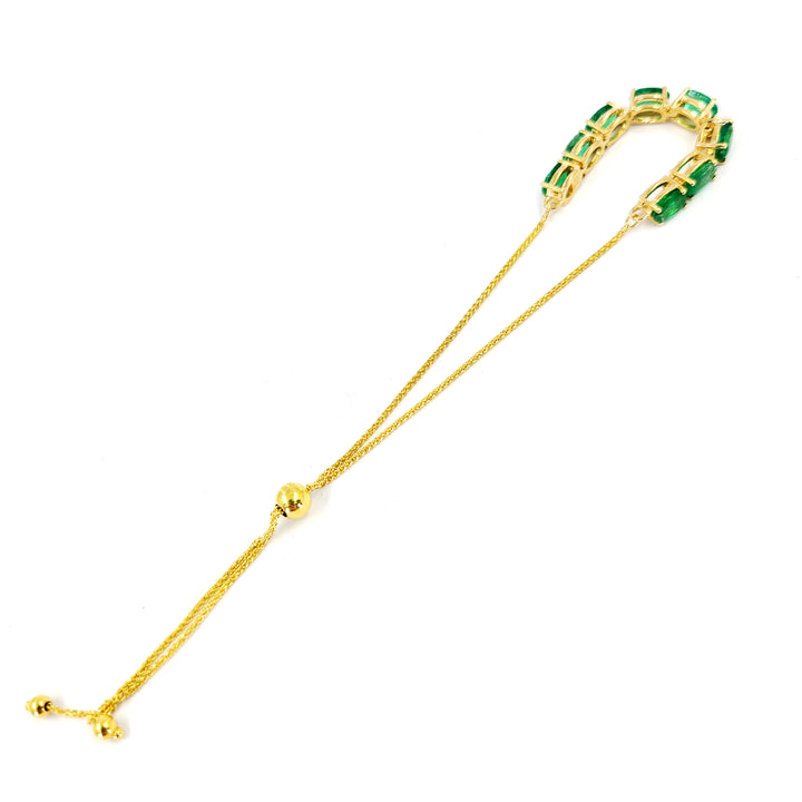 14K Yellow Gold Emerald Bolo Bracelet