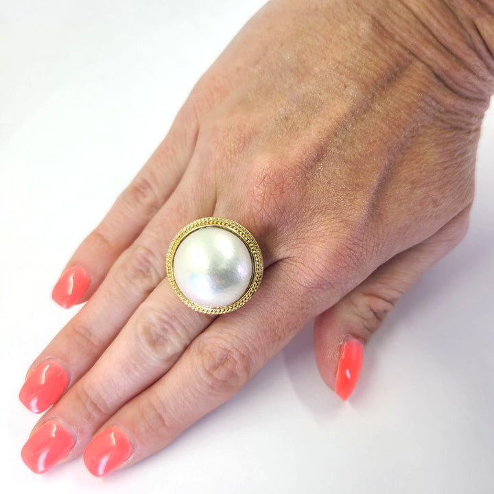 18K Yellow Gold Mabe Pearl Ring