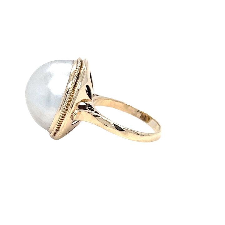 Mabe Pearl Ring with Rope Texture