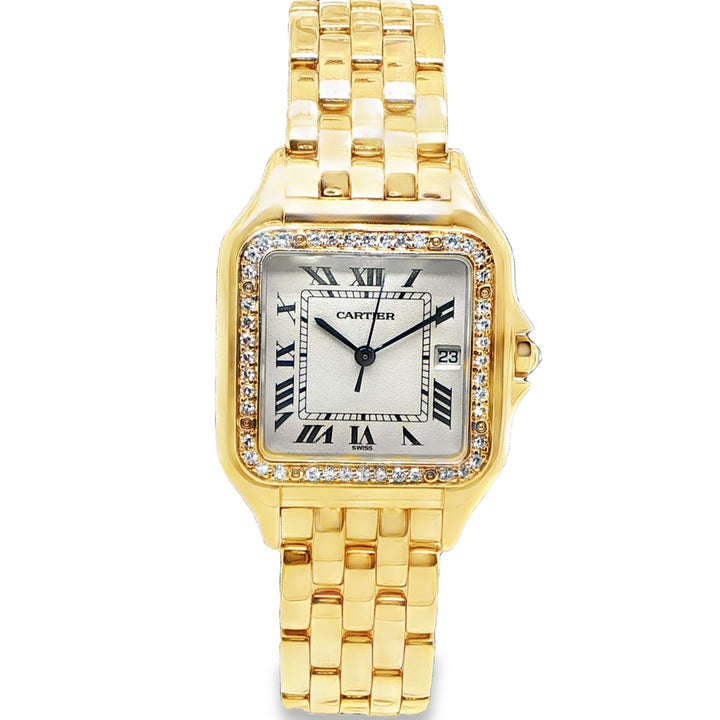 Cartier Panthere 27mm 18K Yellow Gold Diamond Bezel Quartz Watch