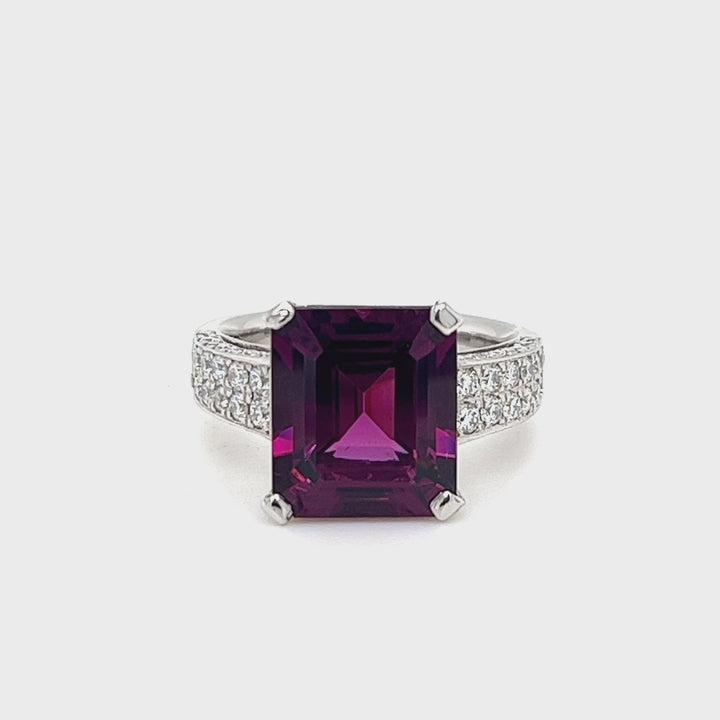 Purple Rhodolite Garnet Platinum Cocktail Ring