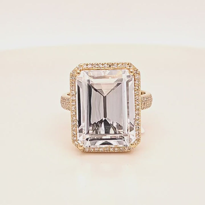 White Topaz and Diamond Cocktail Ring