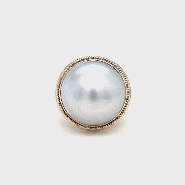 Mabe Pearl Ring with Rope Texture