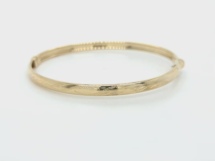 14K Yellow Gold 4.3mm Textured Bangle