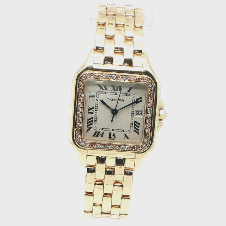 Cartier Panthere 27mm 18K Yellow Gold Diamond Bezel Quartz Watch