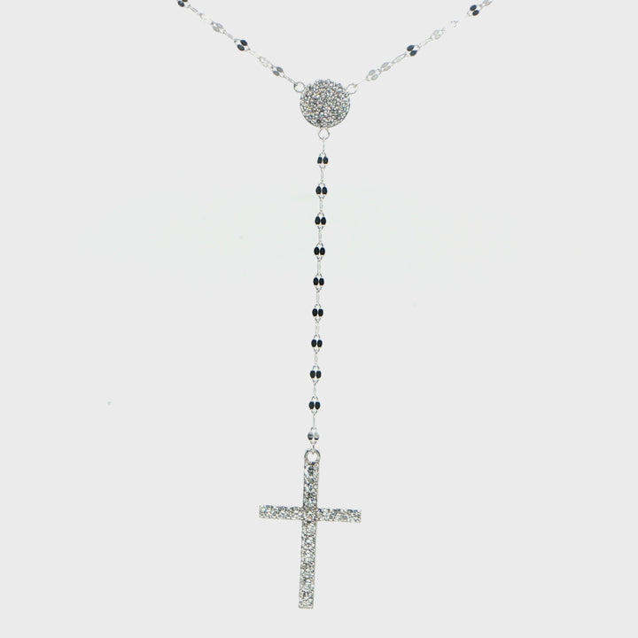 14K White Gold Diamond Cross Necklace