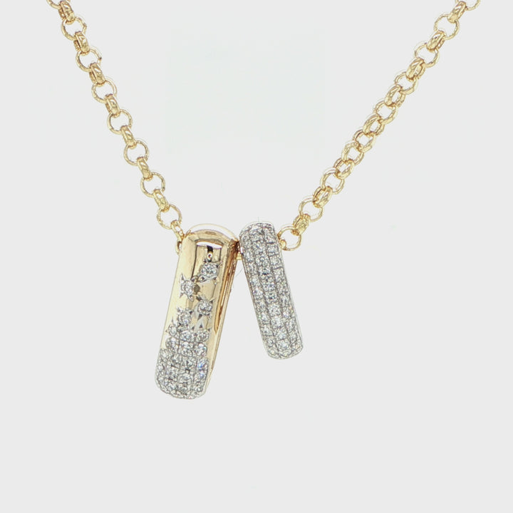 14K Yellow Gold Sliding Diamond Bar Necklace