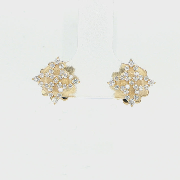 Roberto Coin Princess 18K Yellow Gold Pave Diamond Stud Earrings
