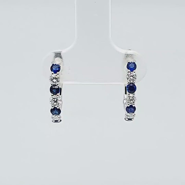 Sapphire and Diamond Hoop Earrings