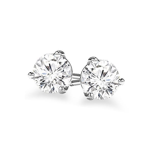 0.90 Carat Three Prong Diamond Stud Earrings