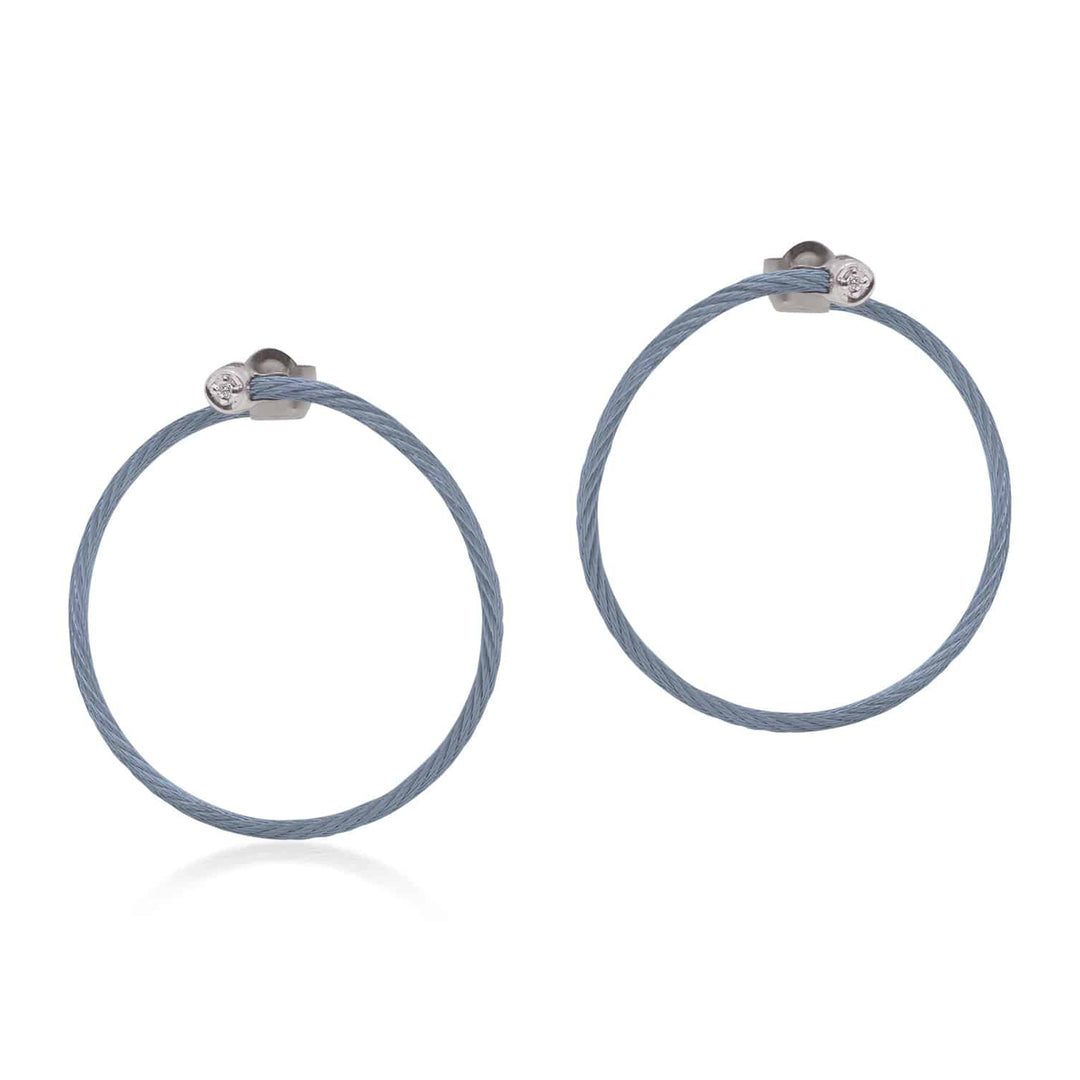 Caribbean Blue Cable Hoop Earrings