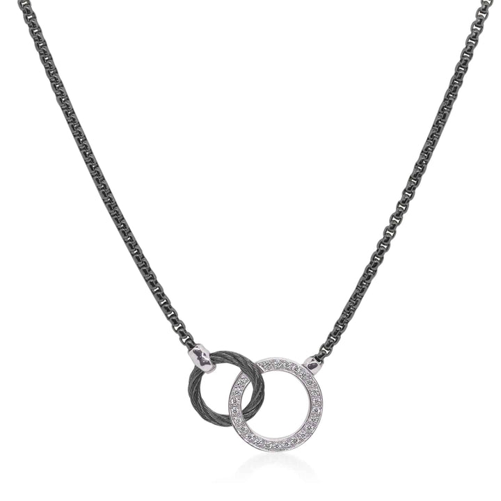 Black Cable & Grey Chain Interlocking Full Circle Necklace