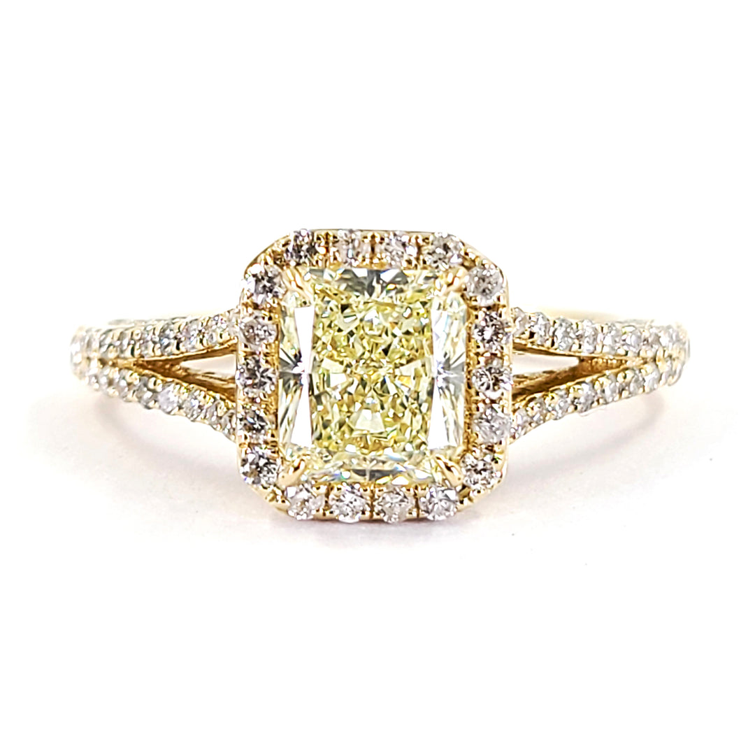 1.53 Carat Fancy Light Yellow Diamond Engagement Ring