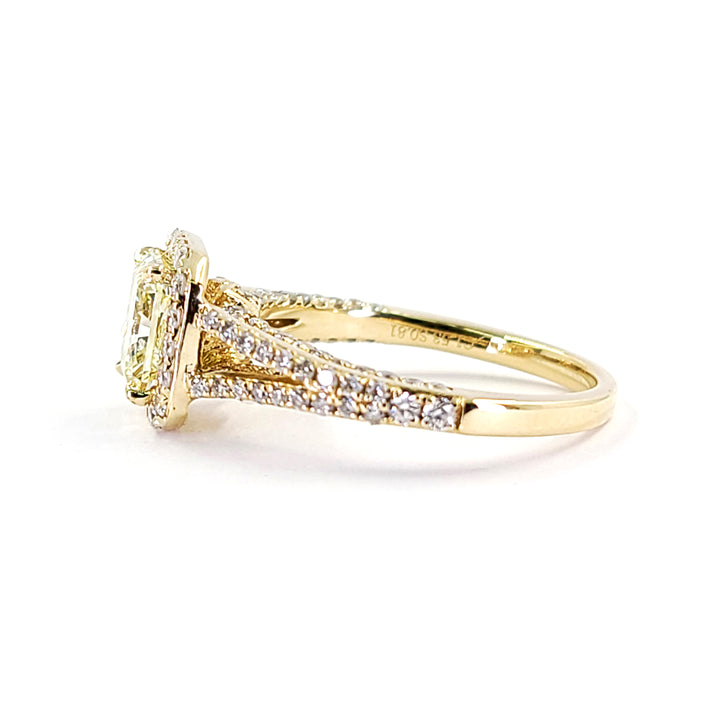 1.53 Carat Fancy Light Yellow Diamond Engagement Ring