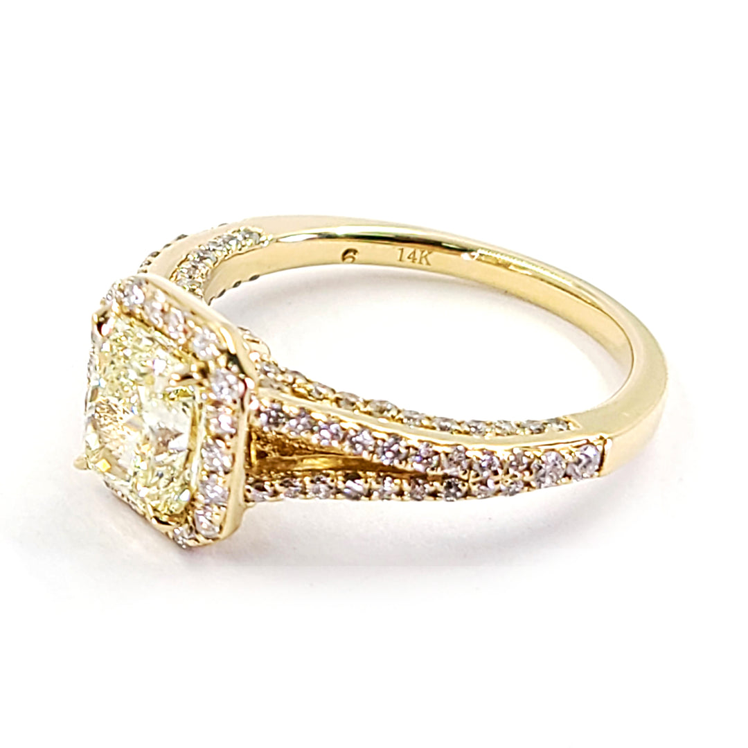 1.53 Carat Fancy Light Yellow Diamond Engagement Ring