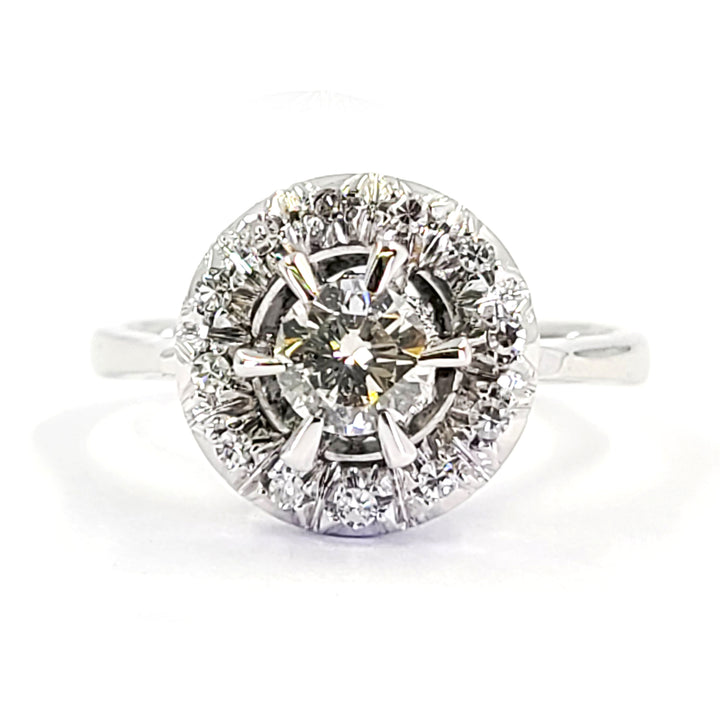 Raised Halo Diamond Engagement Ring