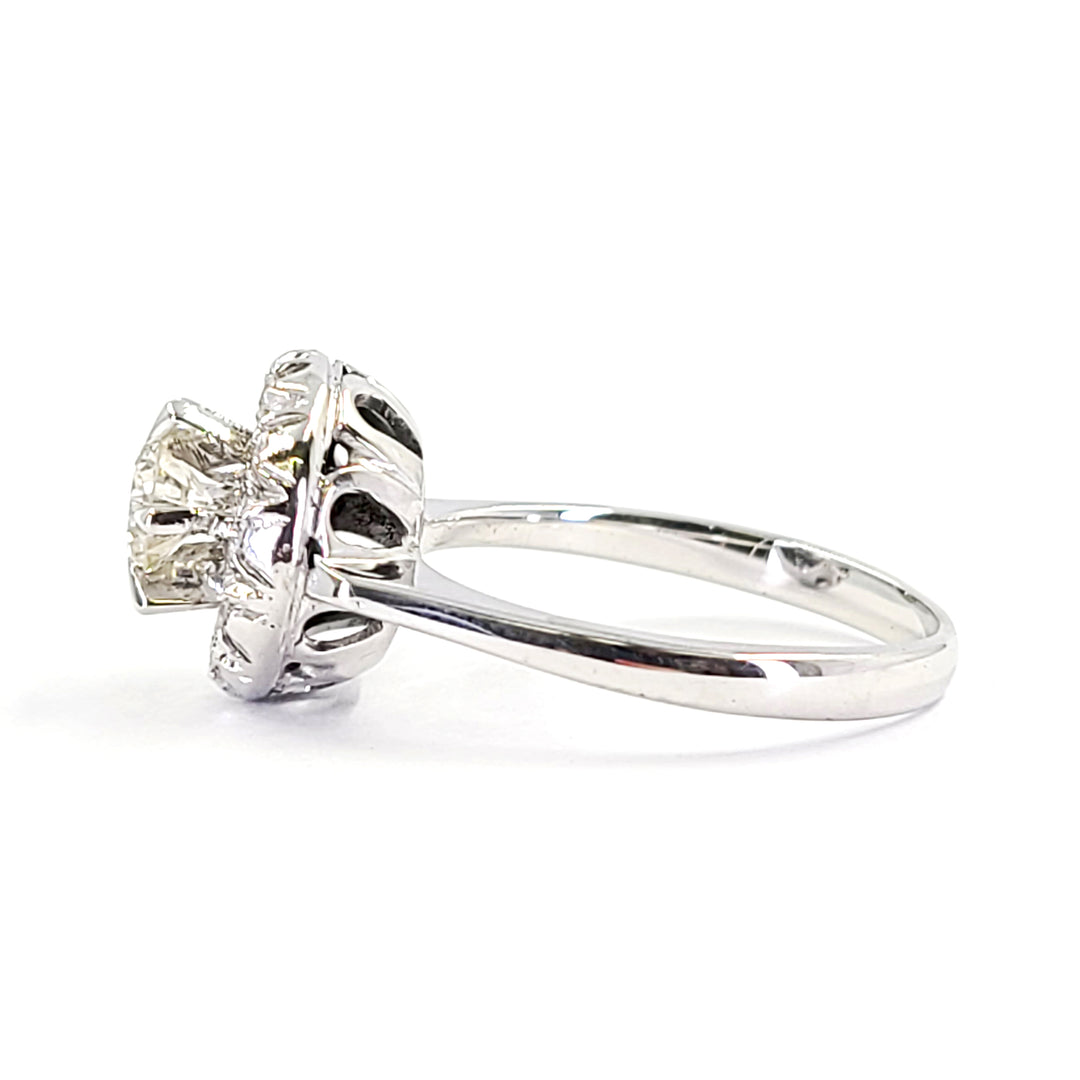 Raised Halo Diamond Engagement Ring